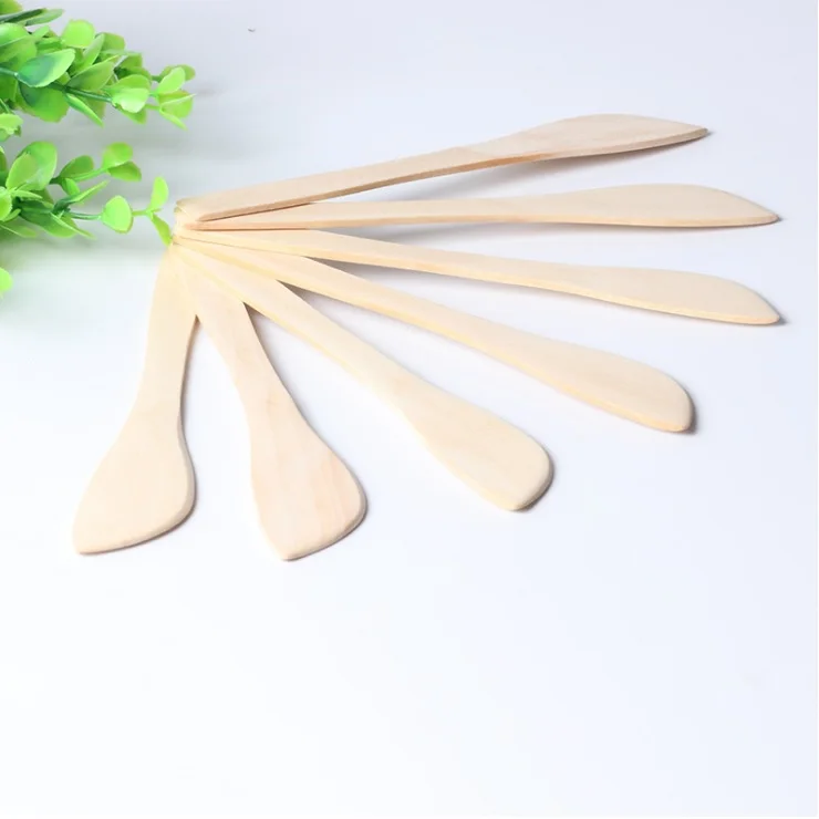 1000pcs Eco-friendly solid wood tableware wooden mask knife guacamole cheese butter cream dumpling knife