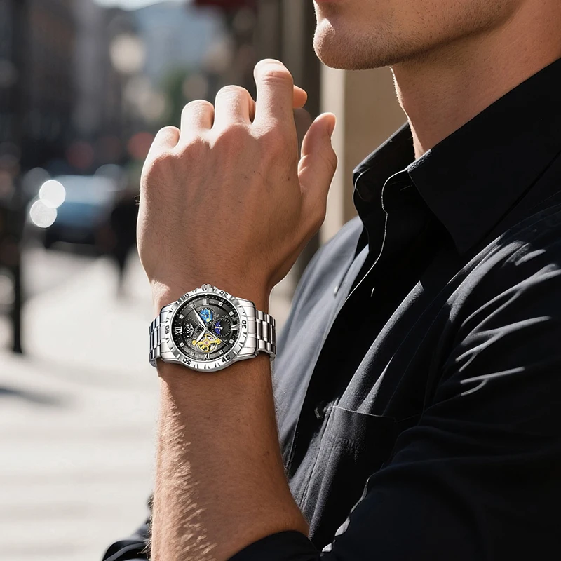 LIGE Fashion Top Brand Luxury Mechanical Wristwatches For Men Casual Business Men Watch Waterproof Luminous Automatic Watch Men