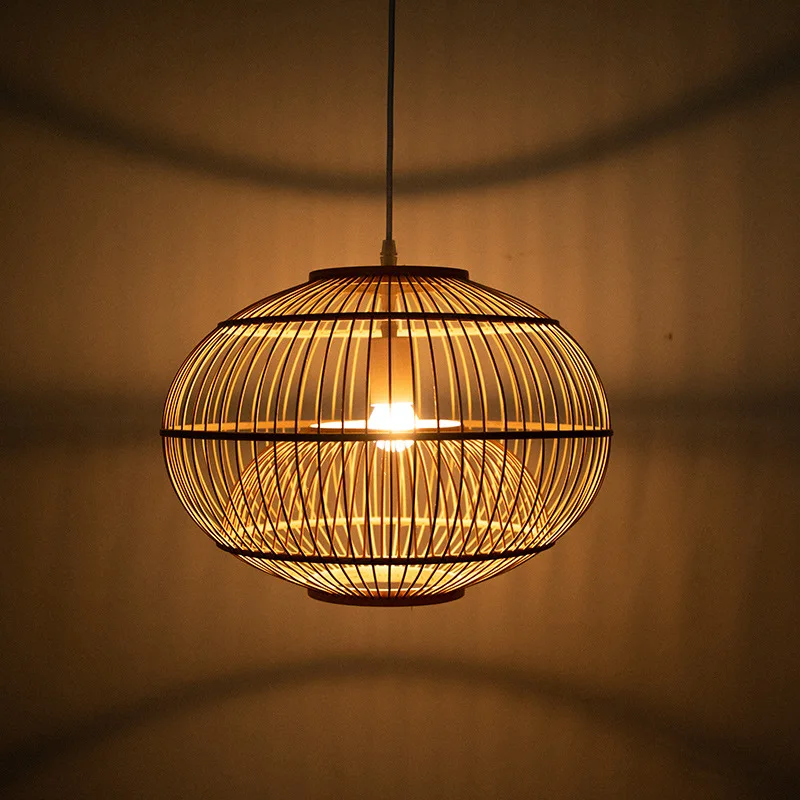 

Style Bamboo Lamp Restaurant Tea Room Balcony Creative Idyllic Lamps Bamboo Woven Chandelier Chinese Style Dining-Room Lamp