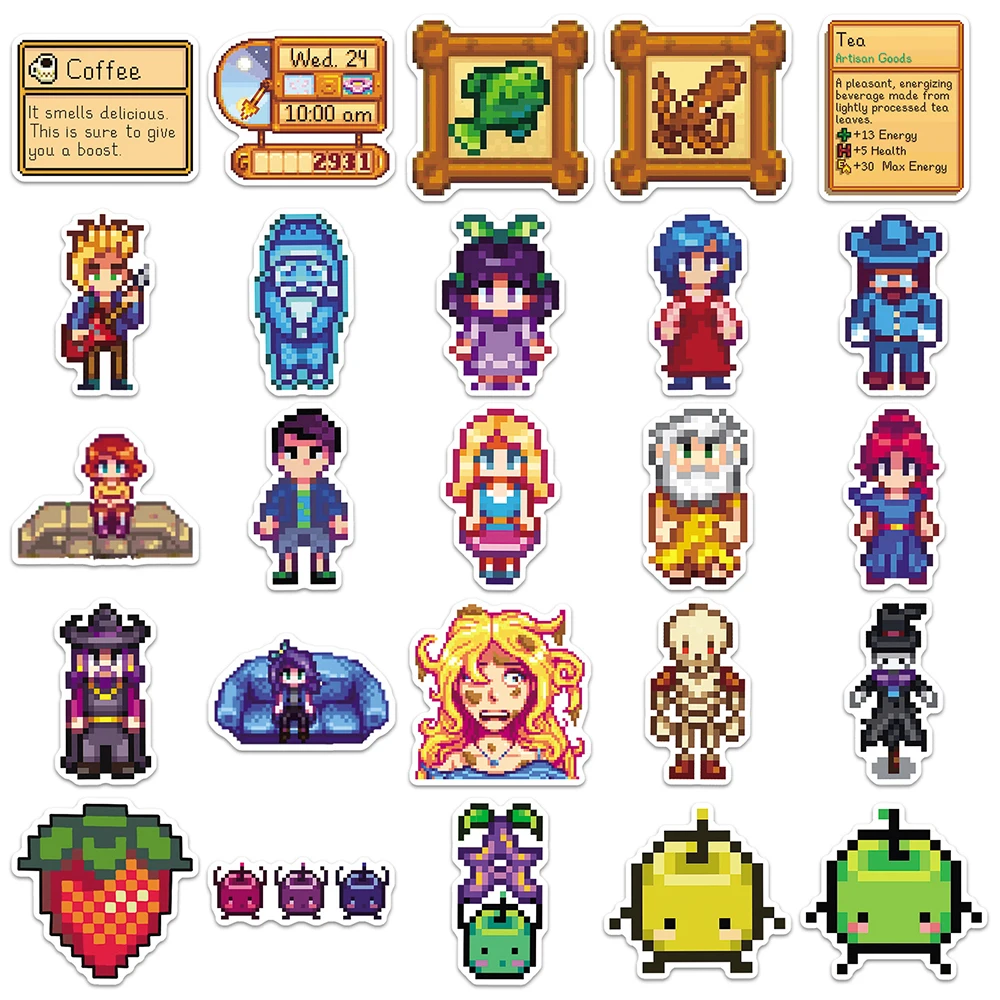 Colorful Cartoon Stickers Pack - Fun Pixel Game Designs for DIY Projects and Decorations