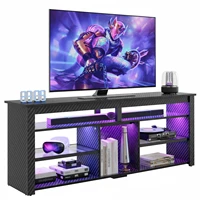 TV Stand for 70 inch TV, Tall Entertainment Center with 2 Led Lights, Gaming TV Console with Storage for PS5, Modern TV Cabinet