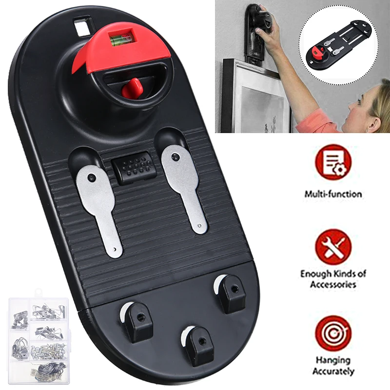 Black Photo Frame Hanging Tool ABS Picture Frame Hanger Level Measuring