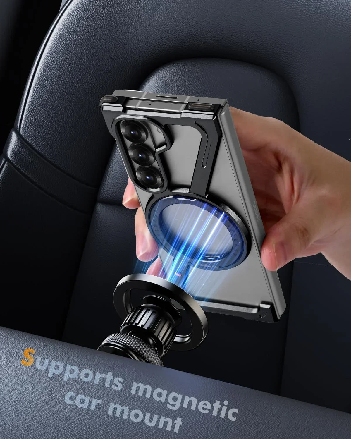 Eary Frameless Case for Samsung Galaxy Z Fold 7 Magsafe with  360°Rotating Magnetic Stand Metal Shockproof Protector Phone Cover