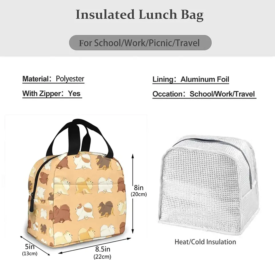 Borsa termica riutilizzabile per il pranzo, borsa termica per la preparazione dei pasti, per uomini e donne, lavoro, picnic o viaggi, stampa con cane chihuahua