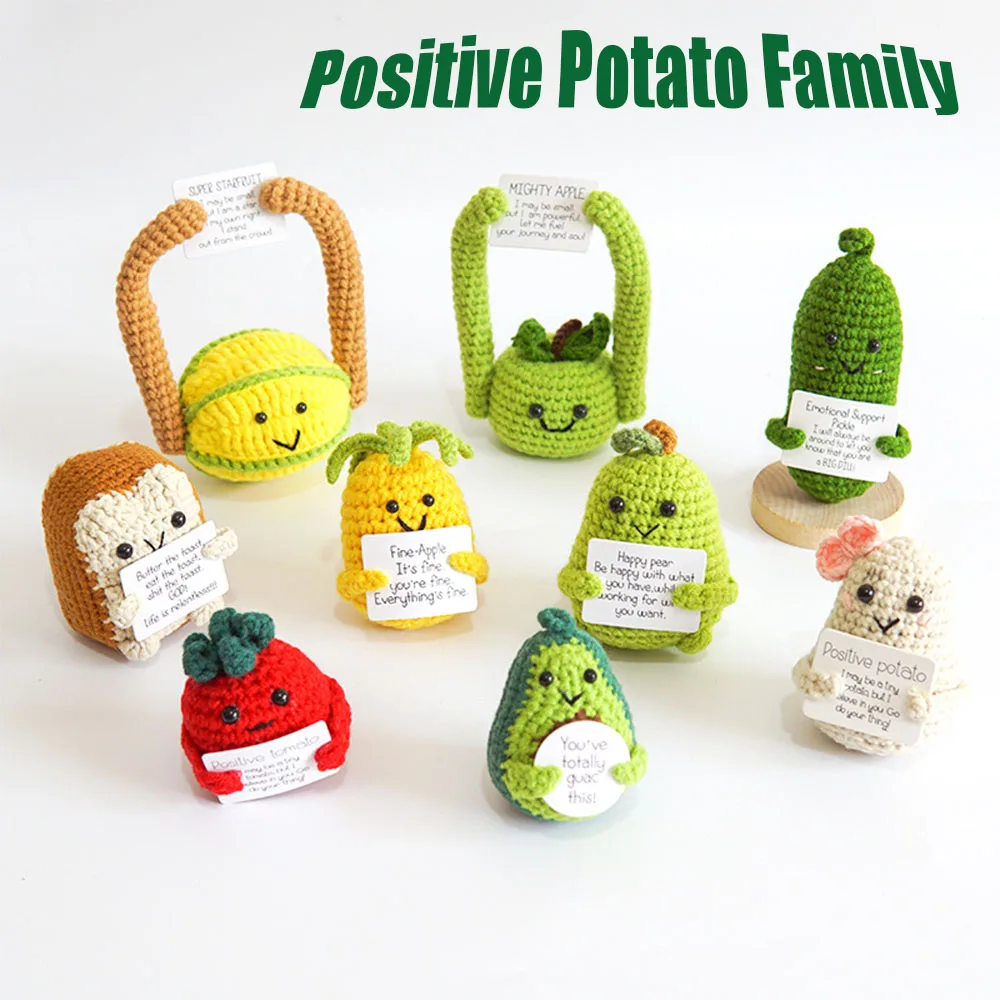 Positive Energy Potato Cheerup Pocket Hug Handmade Plush Knitting Wool  Kawaii Potatoes Doll Home Room Miniature Decoration - AliExpress