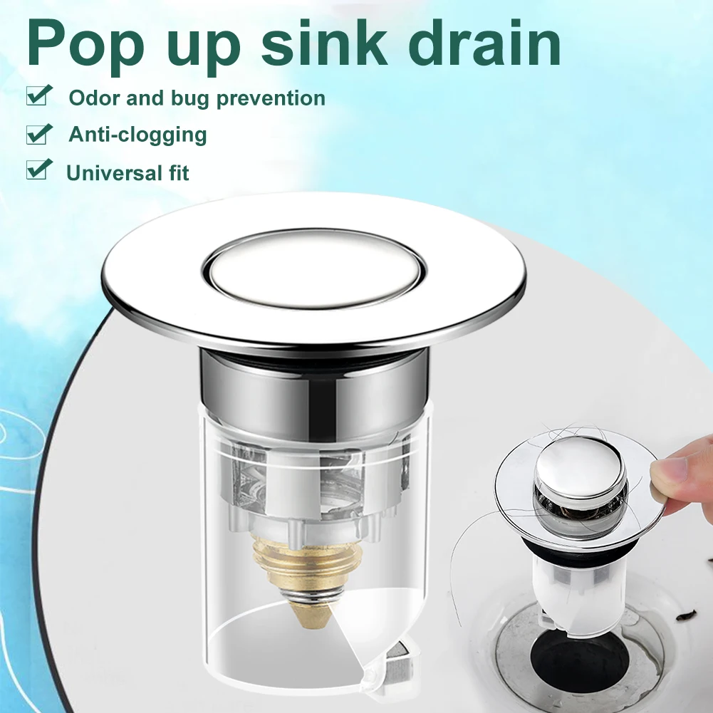 

Bathroom Sink Drain Filter Bounce Core Sink Filter for Bathroom Basin Pop-Up Sink Strainer Bathtub Stopper Sink Drain Accessory