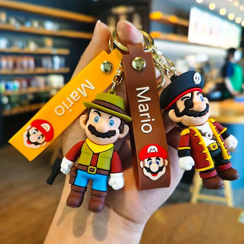 

3D Cartoon Super Mario Bros Keychain Accesorios Schoolbag Pendant Key Bag Decoration Collection Ornament Kids Toys Birthday Gift