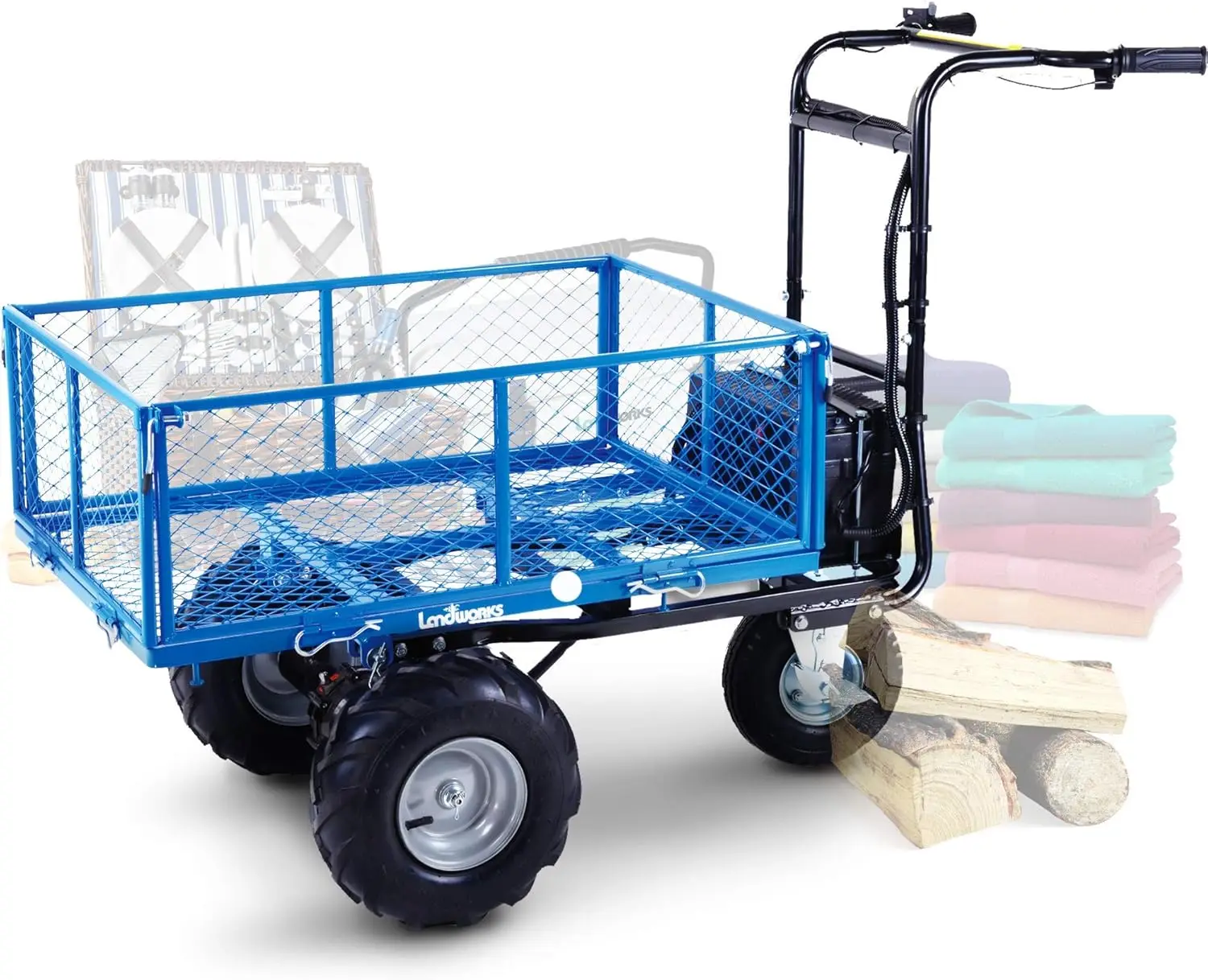 Cart Hand Truck Power Wagon Super Duty Electric 500W Battery Driven Max 500Lbs Load and 1000Lbs Towing