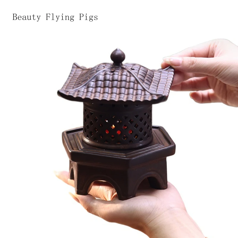 

Ceramic aromatherapy stove Chinese style retro home indoor sandalwood candle holder Zen decoration