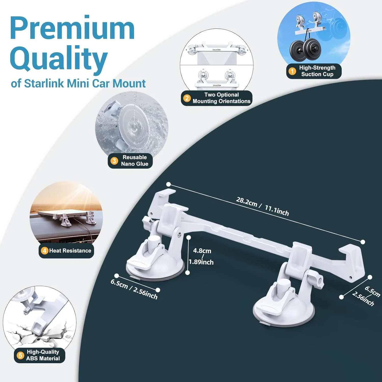 스타링크 미니 차량용 홀더 (계기판용), 스타링크 미니 조절식 흡착컵 (자동차, 차량, RV 계기판용)