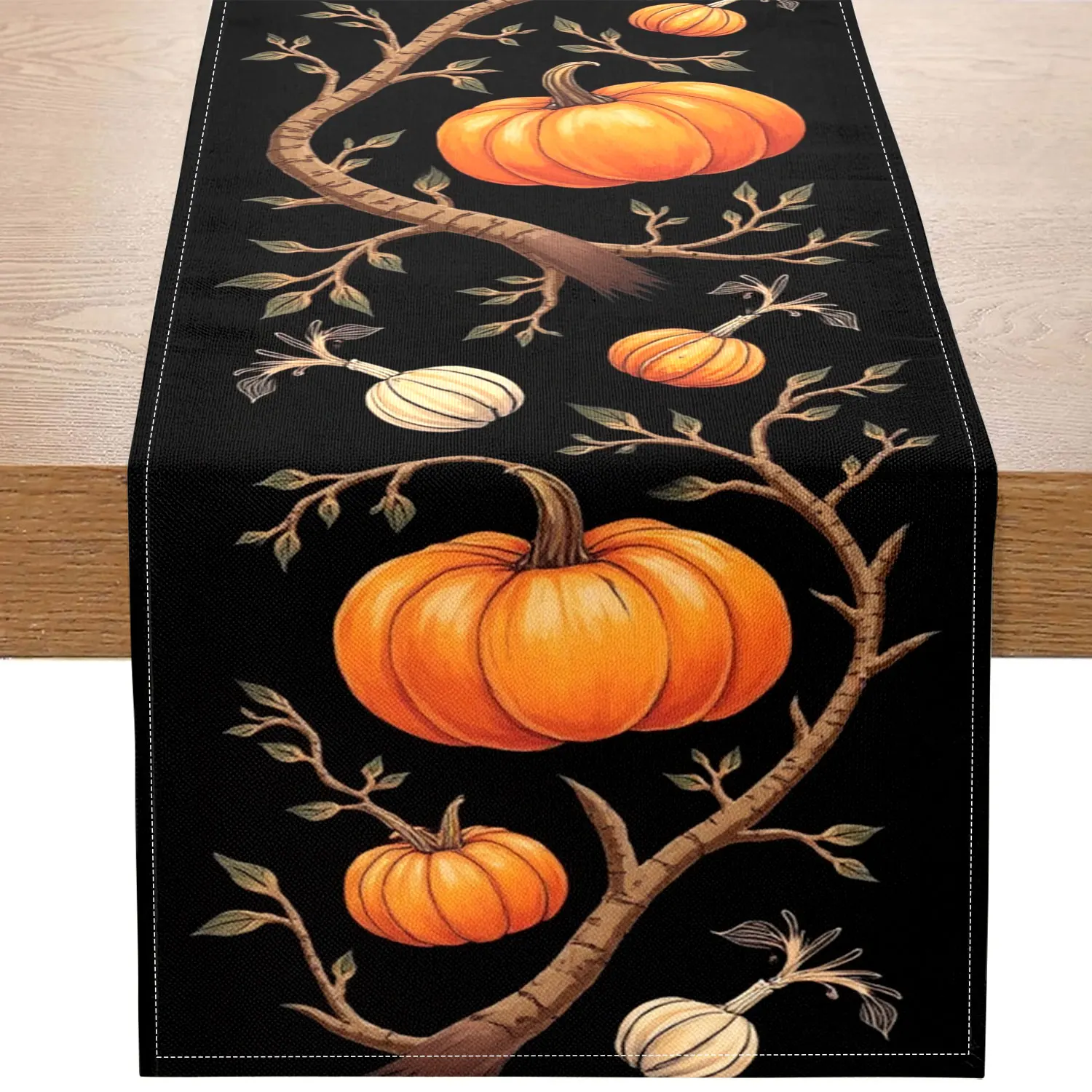 Pumpkin Vine Rustic Autumn Table Runner 4