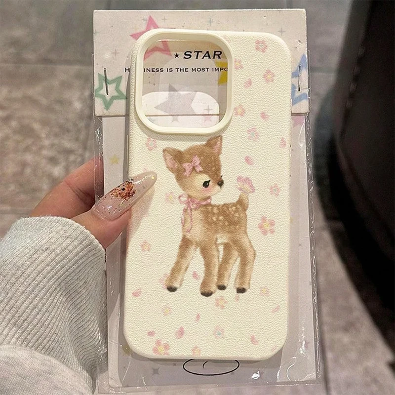 Adorable Deer & Floral TPU Phone Case with Air Cushioning Protection