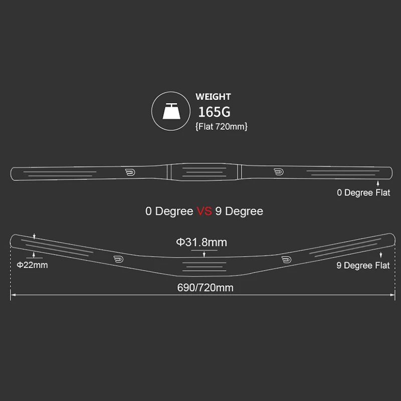 9 Degree Carbon Fiber Mountain Handlebar 31.8mm*690mm/720mm Bicycle Flat Handlebar Bike UD Matte XC Bicycle Accessories bicycle accessories bicycle handlebar