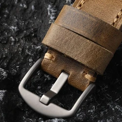 Premium Titanium Alloy Matte Leather Strap Buckle, High - Strength Metal Design - 22mm (Titanium alloy)