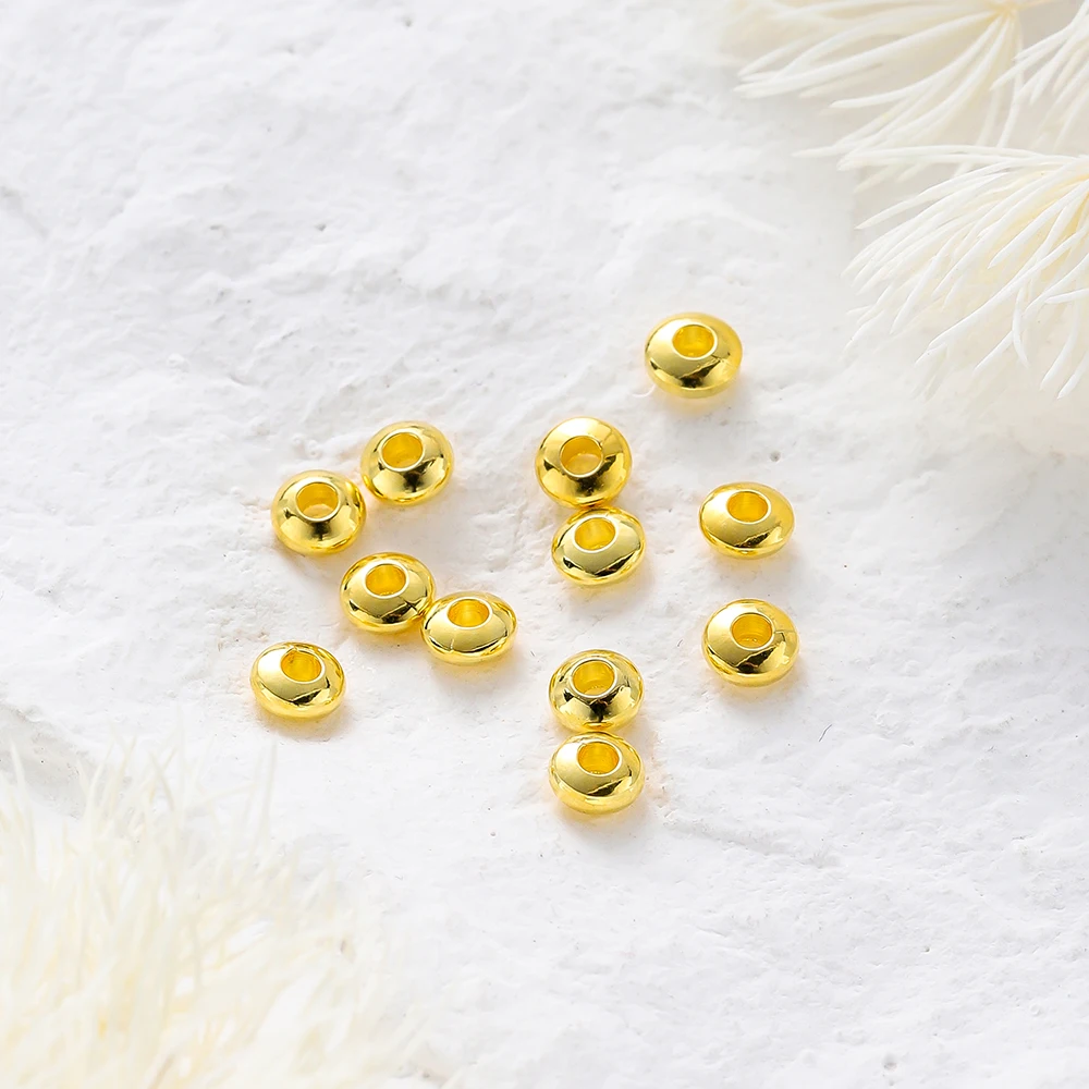 14K/18K 리얼 골드 도금 황동 레이스 트위스트 플랫 스페이서 비즈 팔찌 목걸이 DIY 쥬얼리에 대한 느슨한 비즈 수제 공예 만들기