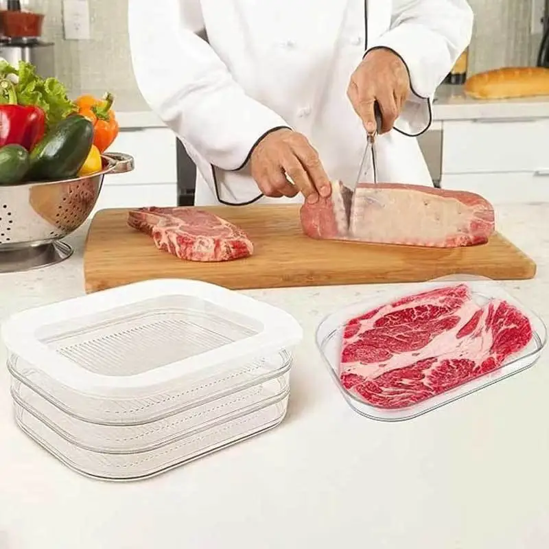 Refrigerator-Safe Stackable Meat Storage Container with Lid
