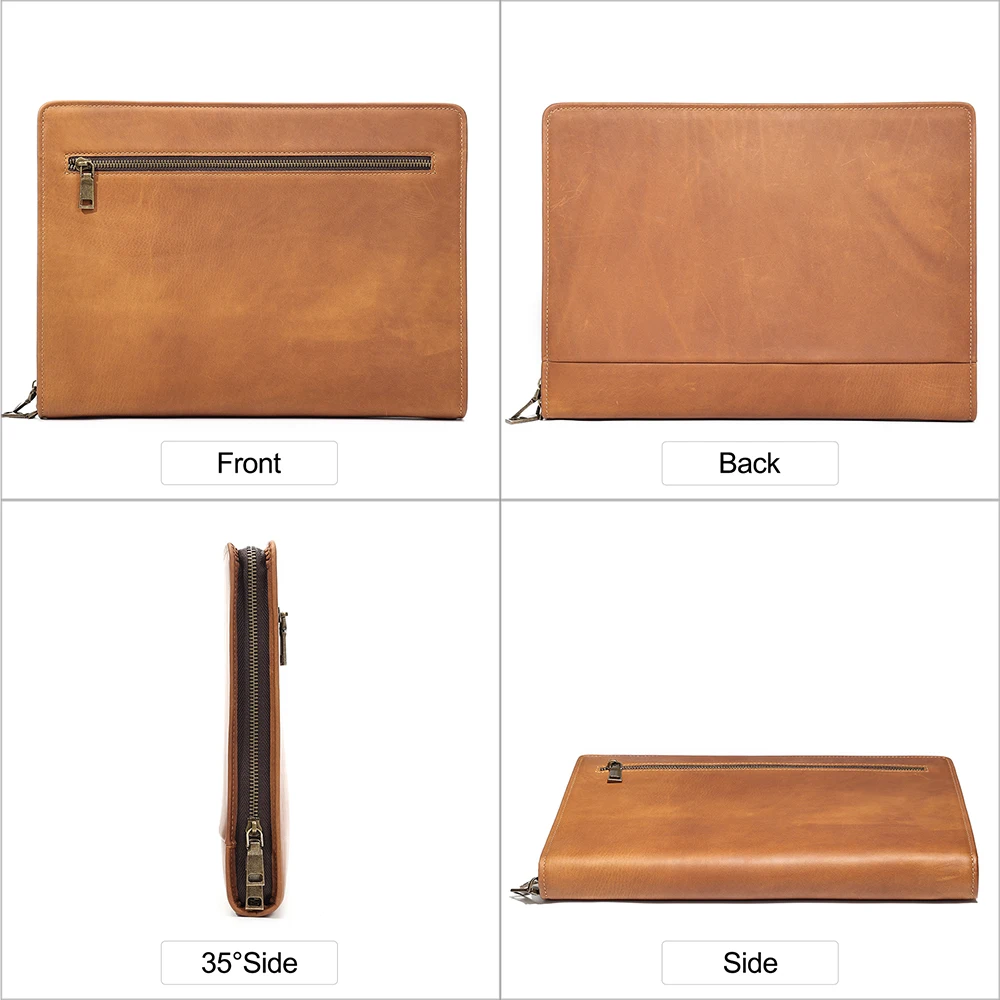 Leather Portfolio Binder for Men, Resume Zippered Padfolio for 12.9  Laptop, Professional Business Orga - AliExpress