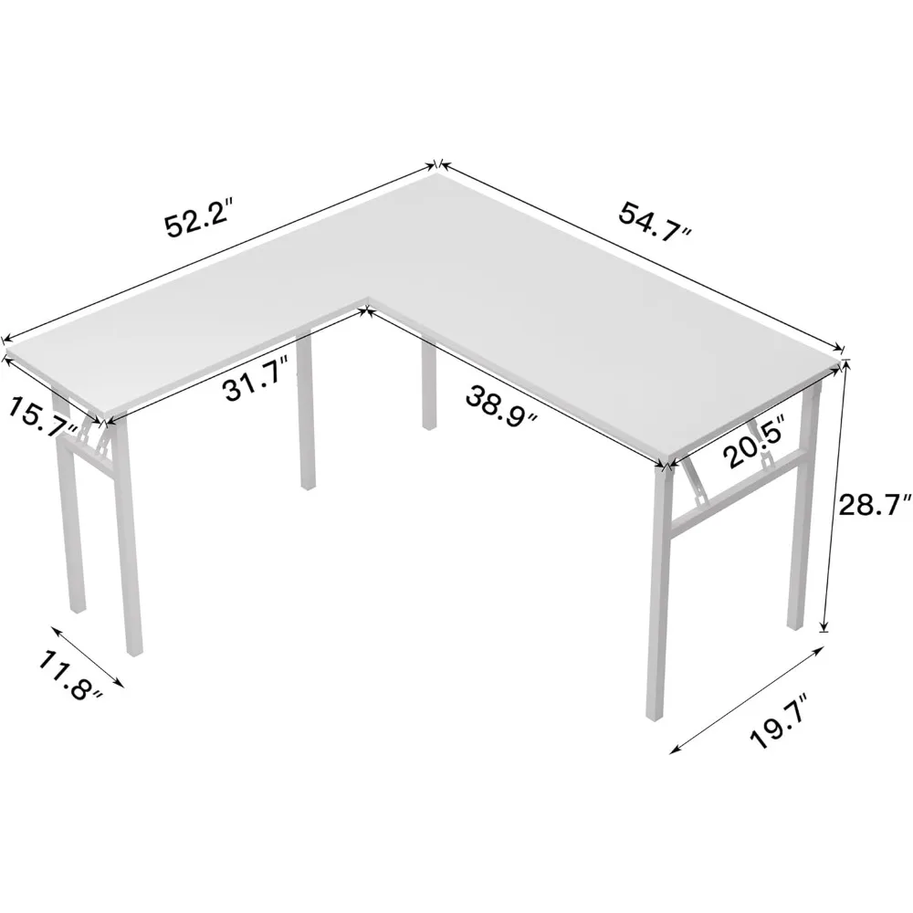 "white corner l-shaped computer desk for home office workstation"