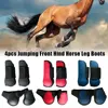4pcs Jumping PU Shell Sports Riding Anti Scratching Horse Leg Boots Adjustable Band Front Hind Protective Training Outdoor 1