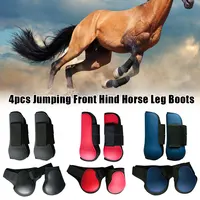 4pcs Jumping PU Shell Sports Riding Anti Scratching Horse Leg Boots Adjustable Band Front Hind Protective Training Outdoor 1