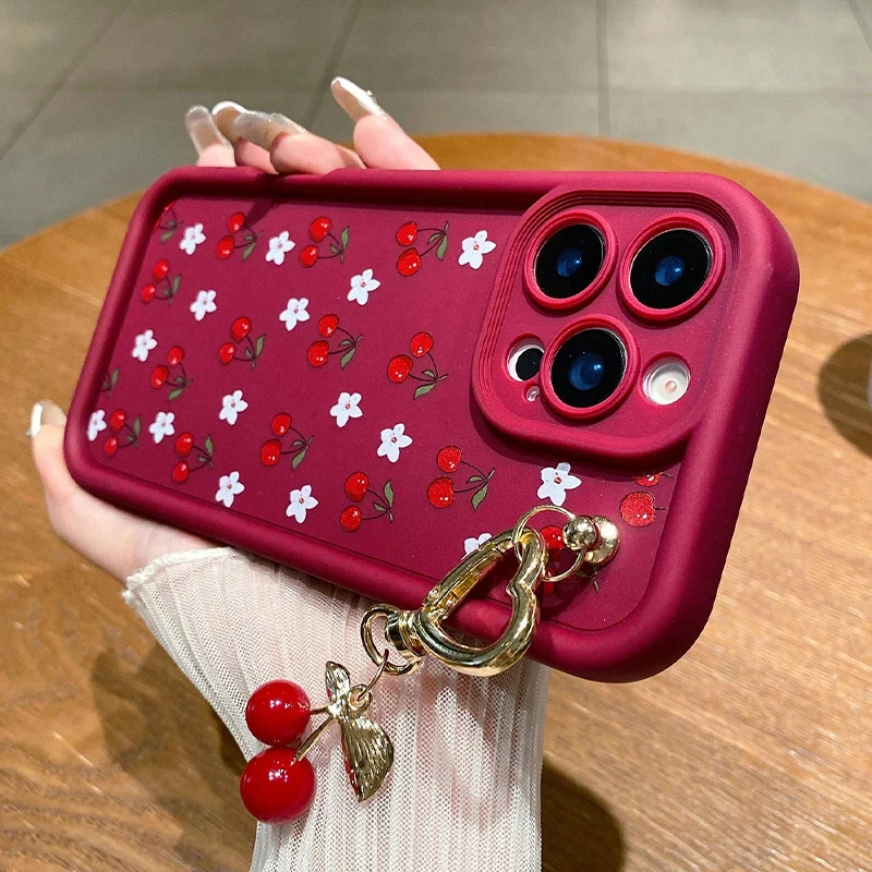 Adorable 3D Cherry Pendant Charm Phone Case Cover