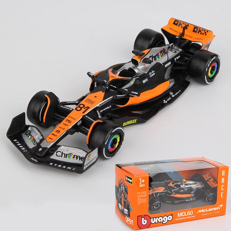 Bburago-Coche de aleación fundido a presión modelo Mclaren F1 Mclaren F1 Mclaren F1 mclar60 #4 Lando Norris #81 Oscar Piastri, juguete de carreras de Fórmula coleccionable, 1:43, 2023