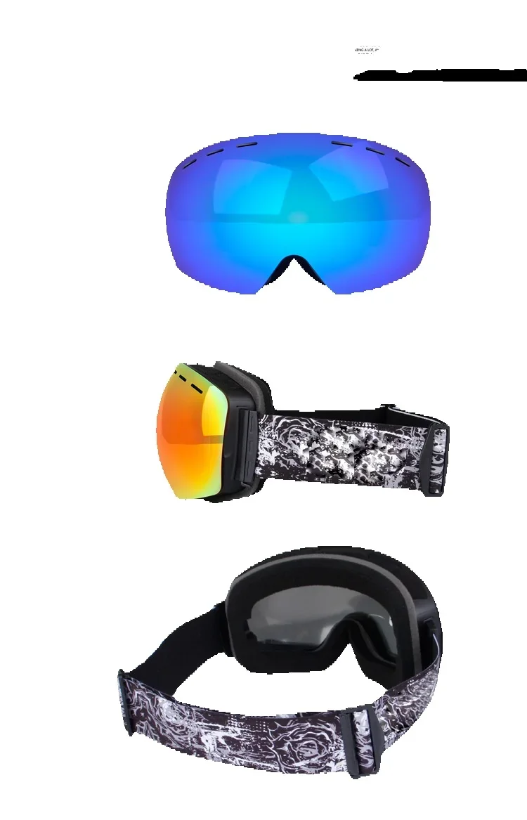 Large spherical foldable myopia glasses, double-layer anti fog adult skiing glasses_voghion.com