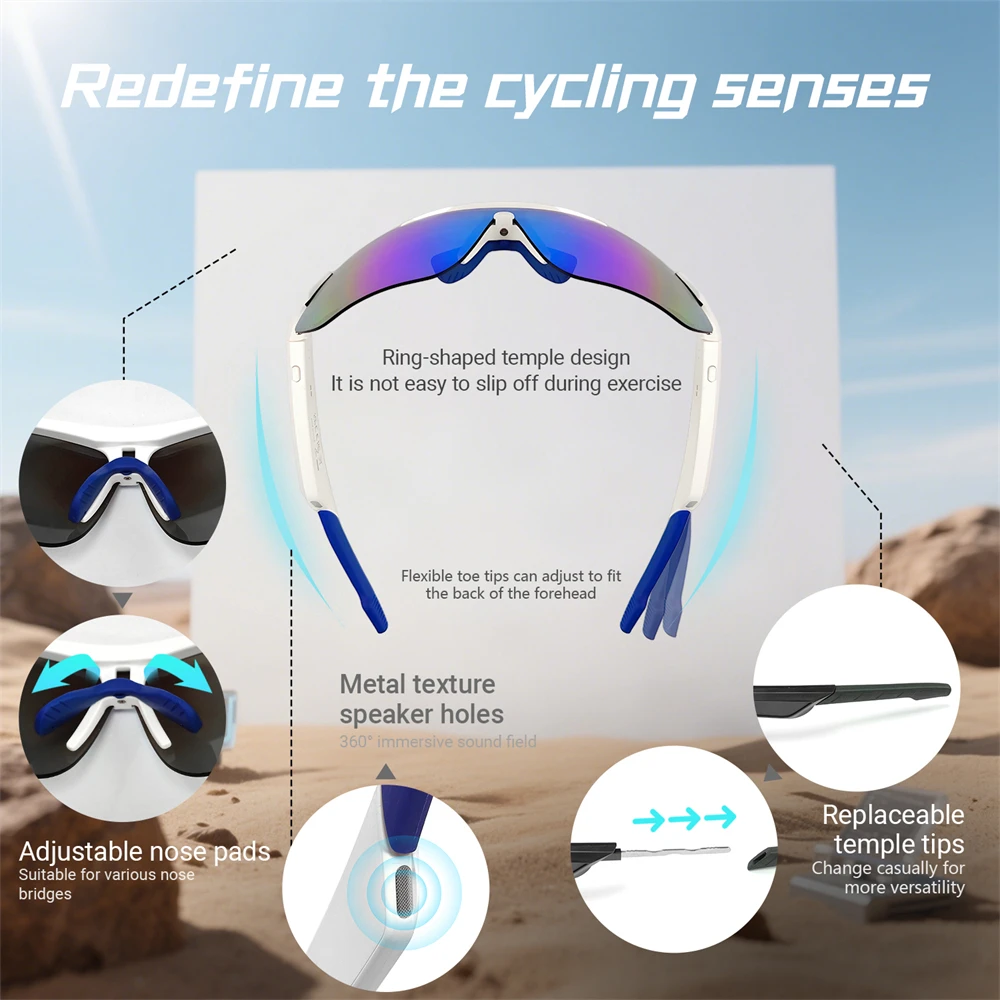 LIGE Polarized Bluetooth Sunglasses for Men Women Smart Glasses Call Music Speakers UV Outdoor Sports Sunglasses Cycling Glasses