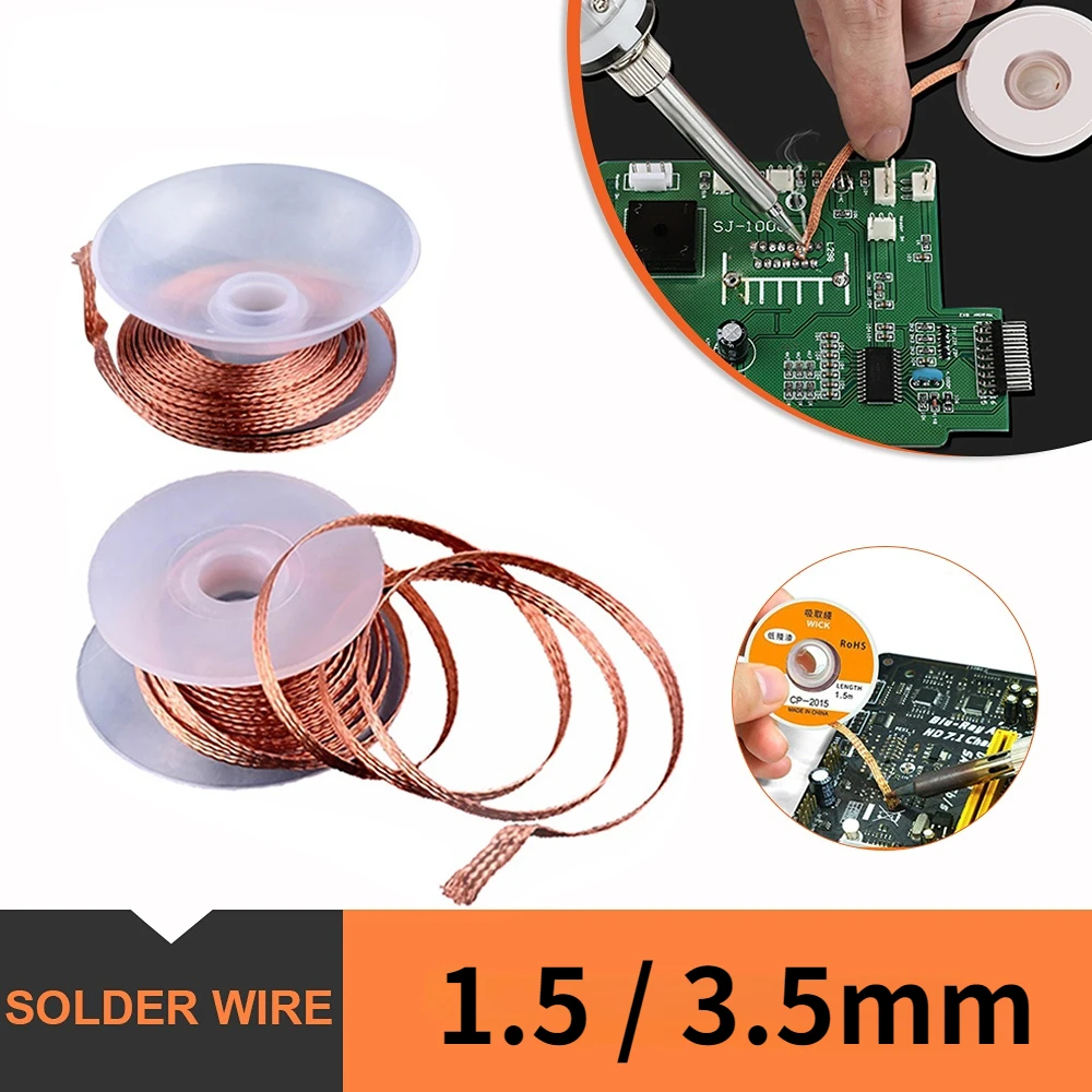Desoldering Braid Tape Copper Welding Solder Remover 1.5/2/2.5/3/3.5mm Wire Soldering Wick Tin