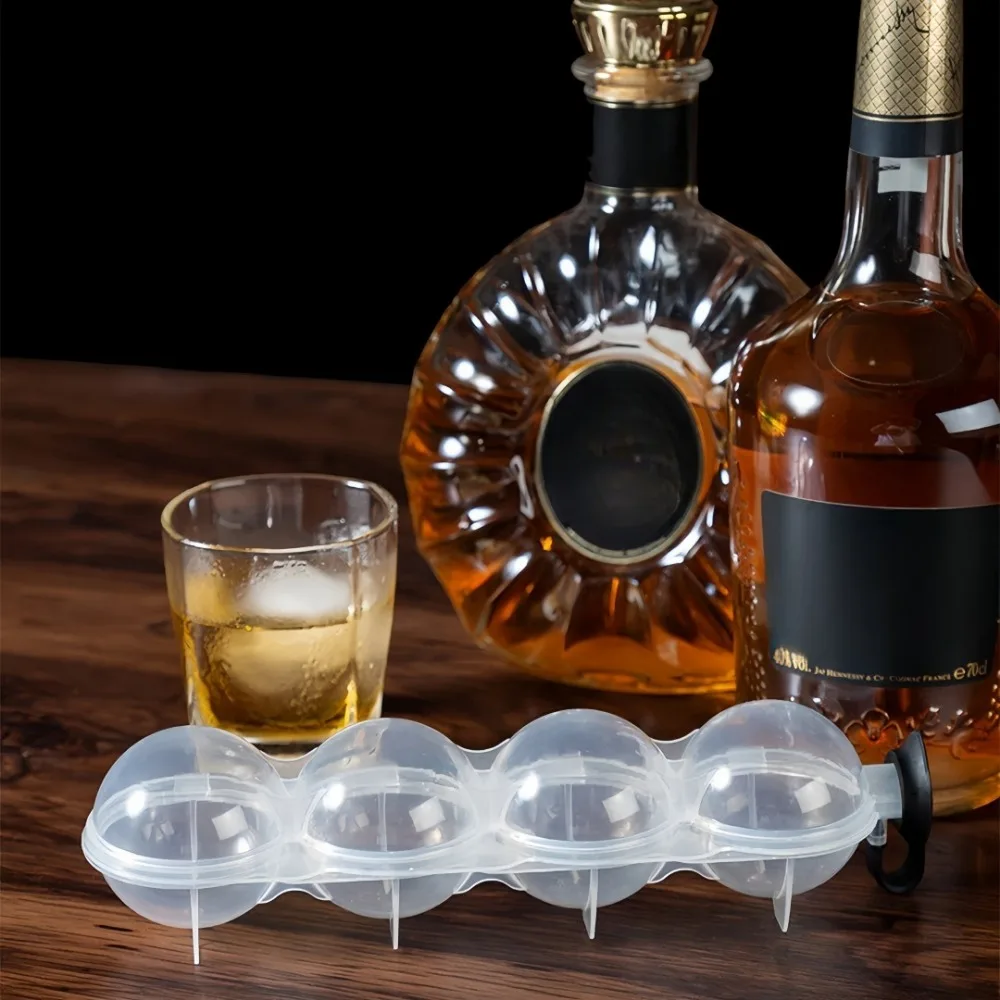 4 Hole Ice Hockey Mold Quick Demolding Bartender Specific Circular Box Ice Maker Cubes Suitable for Whiskey Beer Red Wine Ball ice cube mold