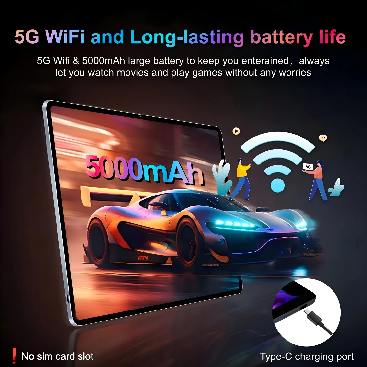 KOOMDIGI Android 16 Tablet 8.68 Inch UHD Incell Screen 1340×800 16GB RAM (6GB+10GB Expand) 128GB ROM 5G WiFi Dual Camera 5000mAh Widevine L1 GPS Google GMS Tablet with Case USB-C Cable Screen Protector