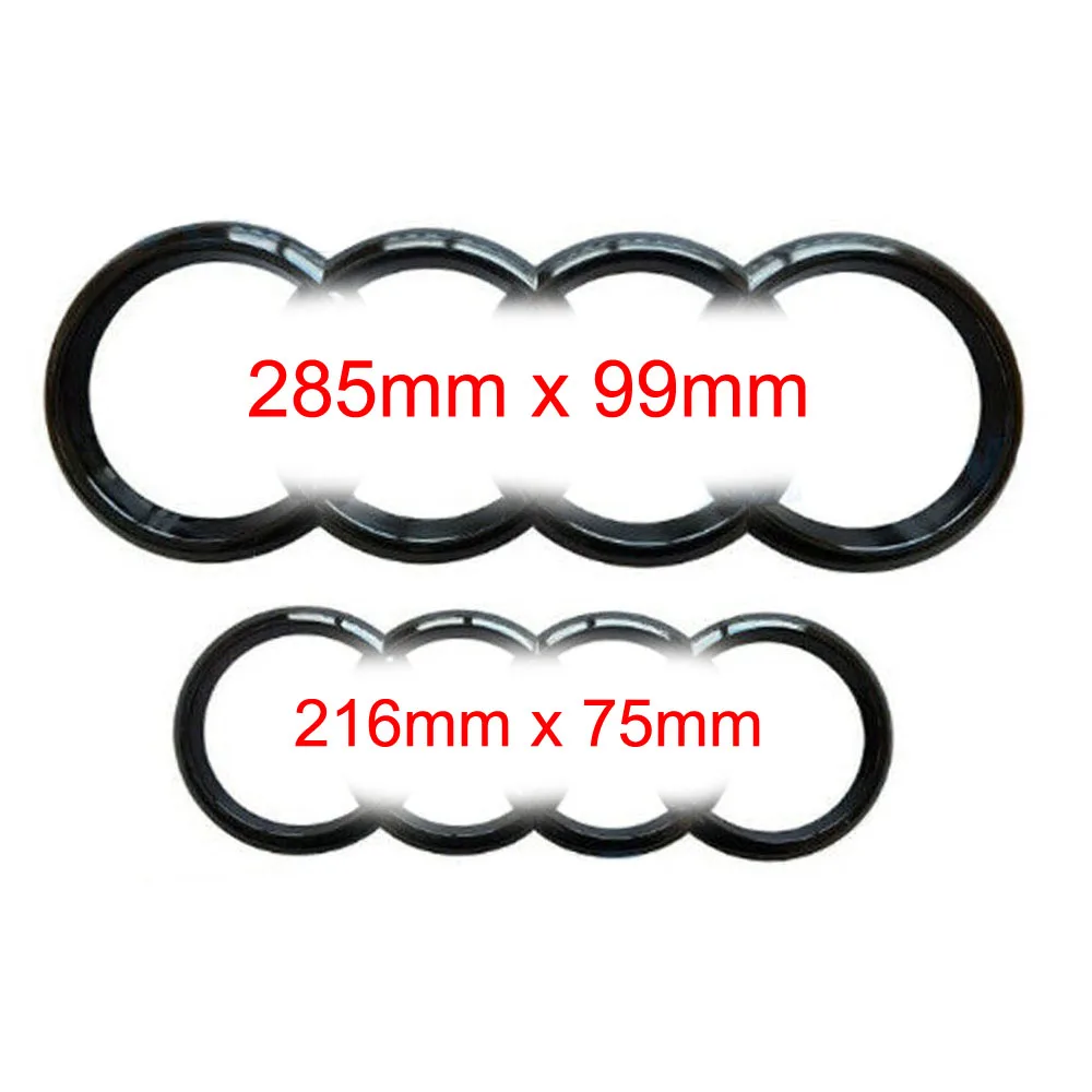 2X Per Audi Q3 Q5 Q7 Nero Lucido Anteriore Posteriore Griglia Badge Anelli Logo Emblema Stile Auto Decorare Accessori 285Mm X 99Mm 216Mm X 75Mm