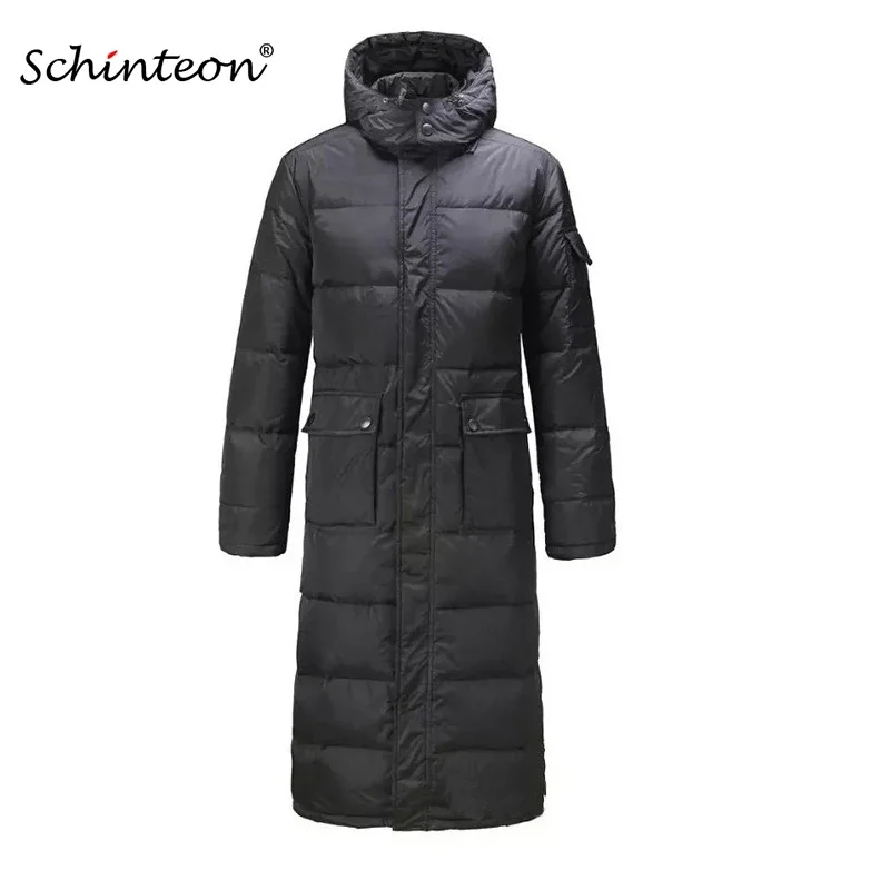 Men Long Down Jacket Winter Outwear Removable Hood Plus Size Windproof Loose Parka Schinteon