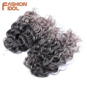 Модные волнистые пряди для вязания крючком IDOL, Синтетические афро вьющиеся волосы, вязаные крючком косички Омбре, коричневые 10 дюймов, плетеные волосы для наращивания