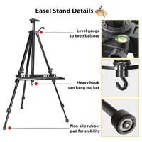 Art easel, adjustable floor folding aluminum easel, sturdy and portable easel for painting and exhibition. 3