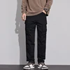 Outdoor Solid Color Men's Straight-Leg Pants with Multiple Pockets 2025 Spring and Autumn Casual Hiking Cargo Pants 3