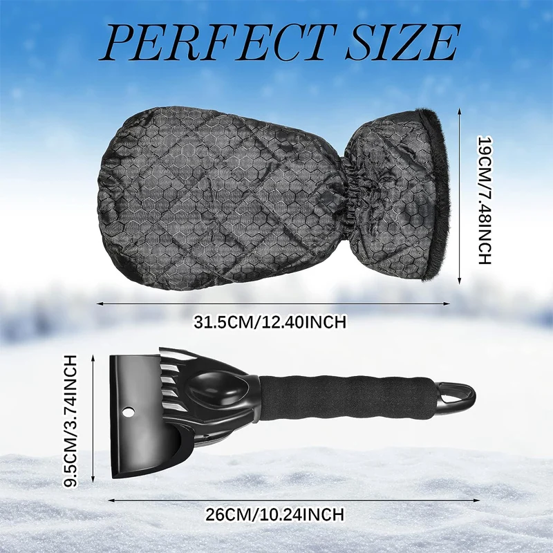 Car Windshield Ice Scraper Mitt Waterproof Snow Shovel Brush With Warm Gloves Scratch-Free Snow Removal Tools for Car Cleaning windshield shovel snow shovel car snow brush snow ice scraper