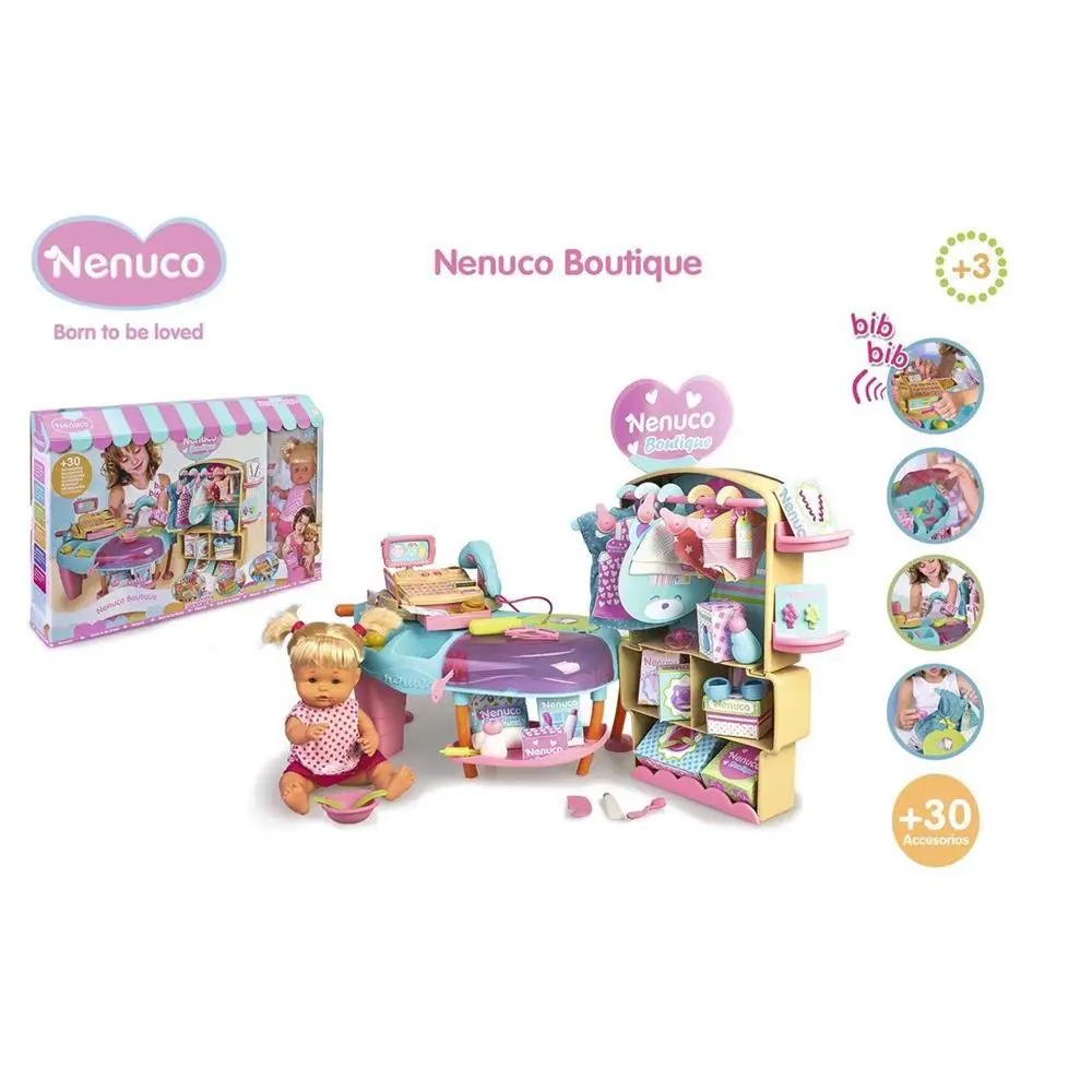 Nenuco Boutique, Tienda de bebés con 30 Accesorios Ropa para Cambiar el muñeco, una Caja registradora de Juguete| | -