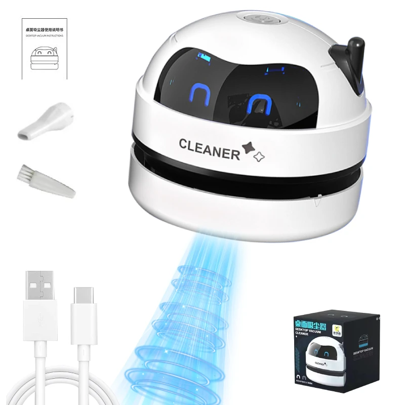 Desktop Vacuum Cleaner with Nozzle & Cleaning Brush USB Charging  Mini Desk Dust Vaccum Cleaner Good Gift For Kid Student Ofiice 1