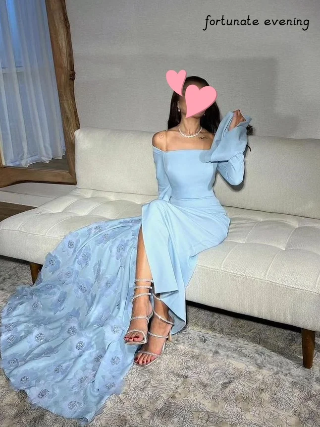 

Fortunate Evening Elegant Vintage Blue Sweet Flowers Beading Crystal Customize Formal Occasion Prom Dress Evening Party Gowns