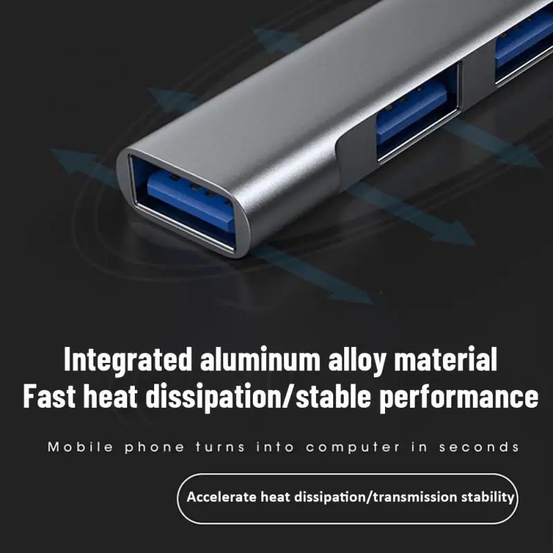 맥북 알루미늄 합금용 OTG 멀티 스플리터 어댑터, C타입 + USB 허브 독 3.0, USB 3.0 2.0 허브, 4 포트