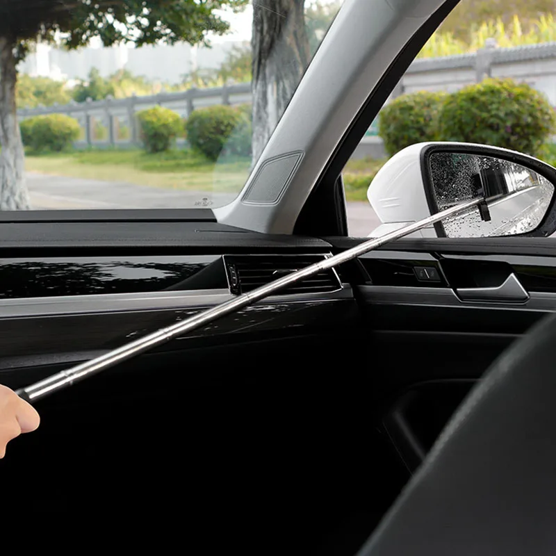 Car Rearview Mirror Wiper Cleaning Tool Auto Glass Mist Cleaner Scraper Car Accessories Handle Telescopic Window Cleaning Brush