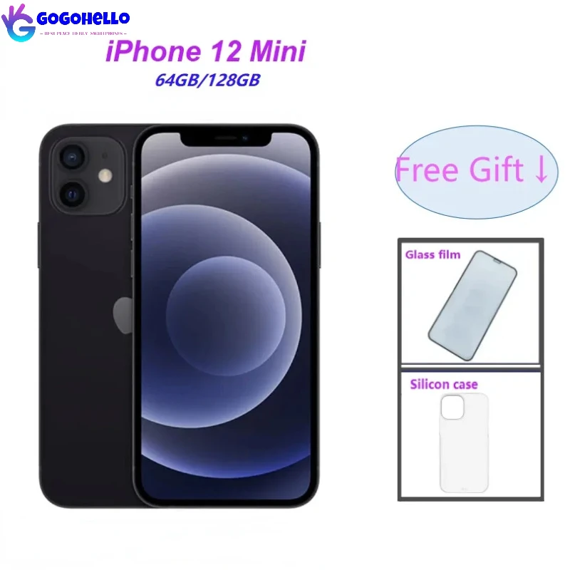 

Original Apple iPhone 12 Mini 5.4" 64GB Unlocked Genuine A14 IOS 12MP Face ID 5G Face ID 12MP camera Unlocked Cell Phone 95% New