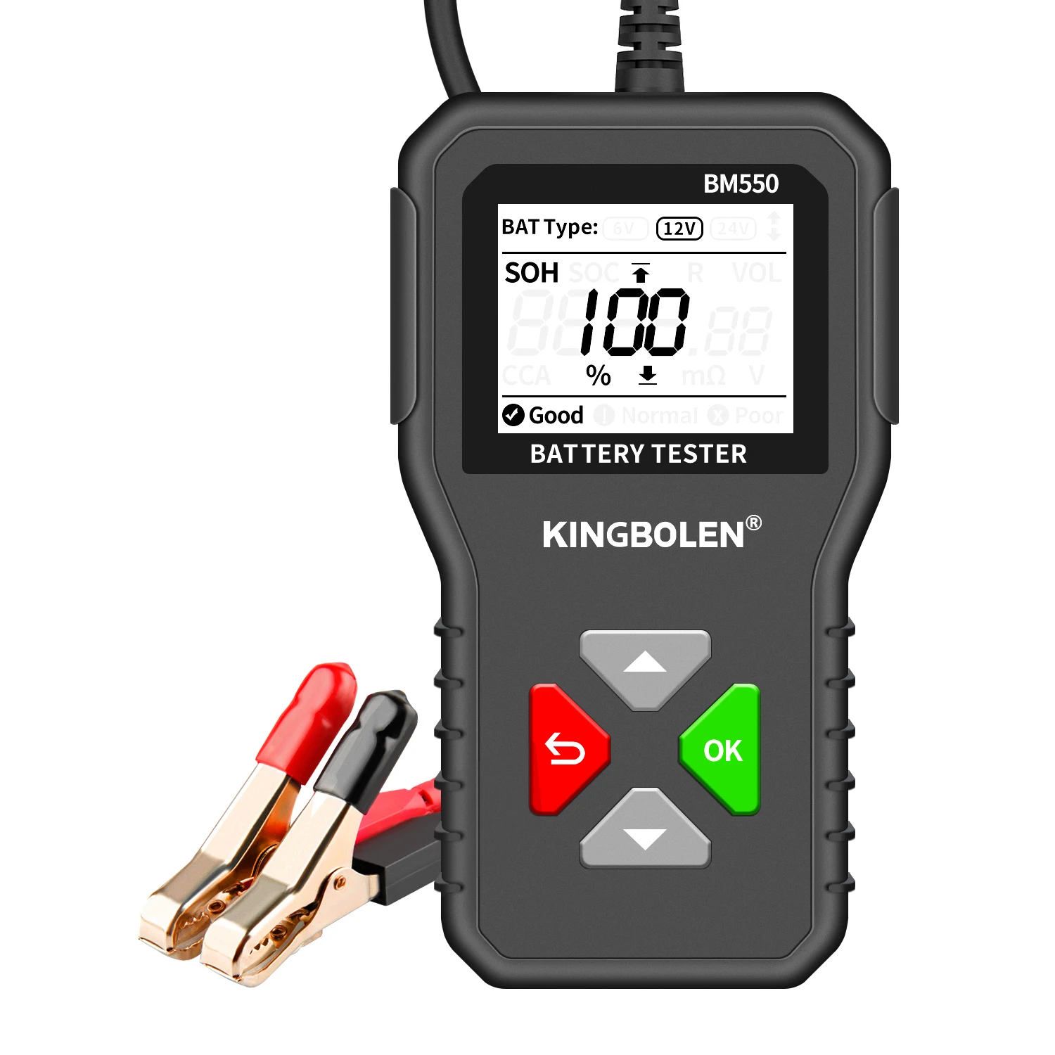 KINGBOLEN BM550 PLUS 자동차 배터리 테스터 6V 12V 24V LED 디스플레이 100-2000 CCA 2-200Ah 자동차 발전기 테스터 디지털 배터리