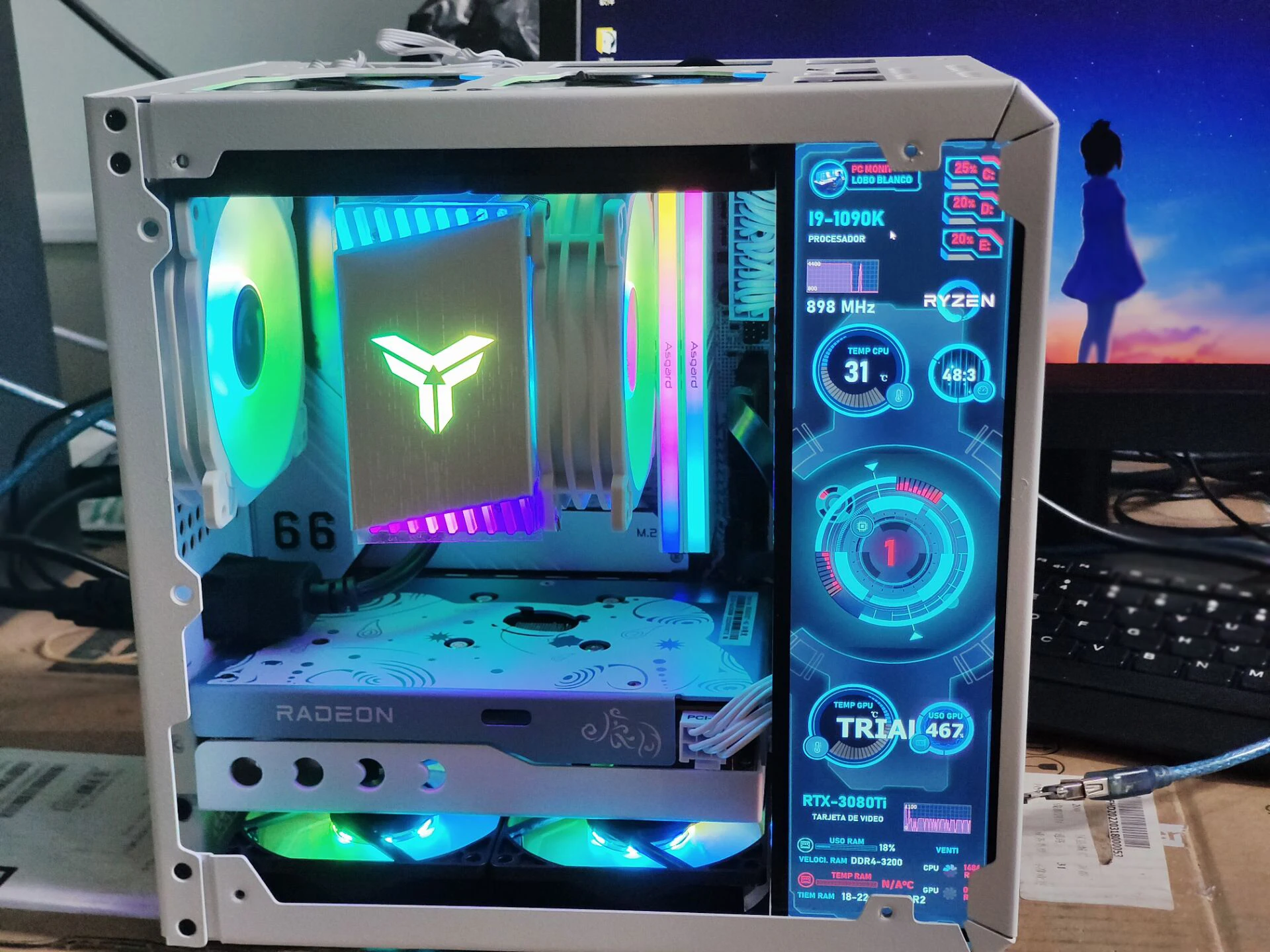 LESOWN  Ʈ LCD ÷ ġ ũ, PC ̽ µ ͸  ޴ C Ÿ , 480x1920 IPS, 8.8 ġ