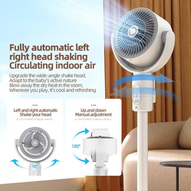 360 Circulation Quiet Powerful Floor Fan,Standing Smart Fans,Vertical Fan with Remote Control Adjustable Height(Charging Type) 2