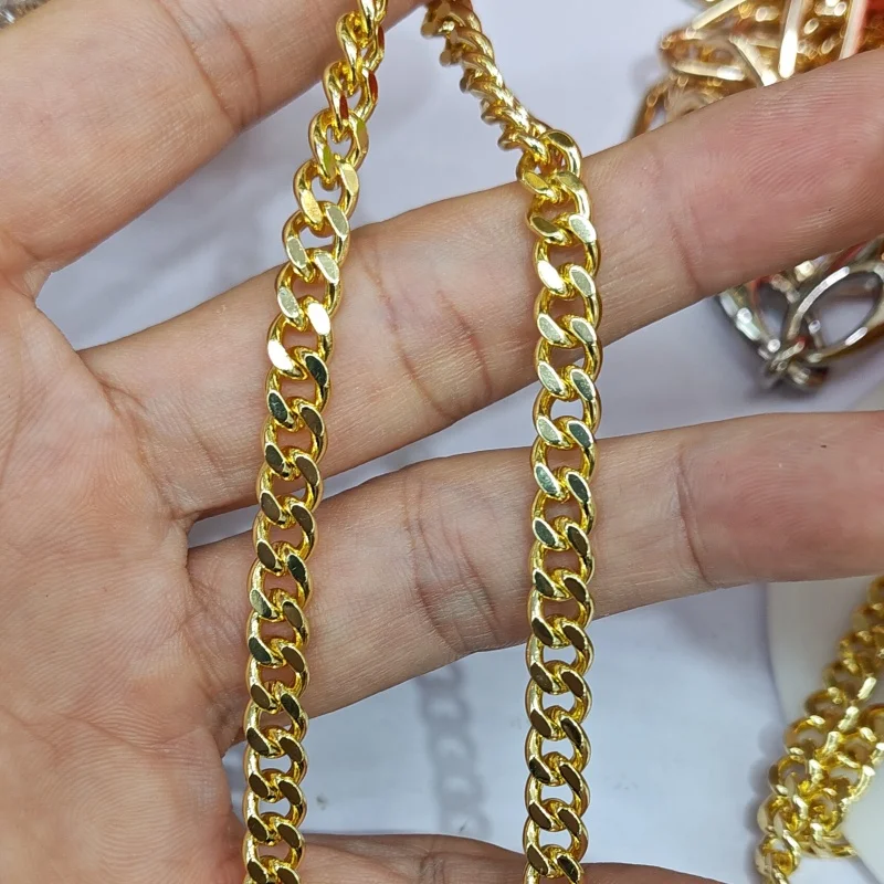 

3metres Anti-fading Gold Color Plated Surface Cutting 6mm 9mm Width Big Size Necklace Bracelet Link Chains For Jewelry Making