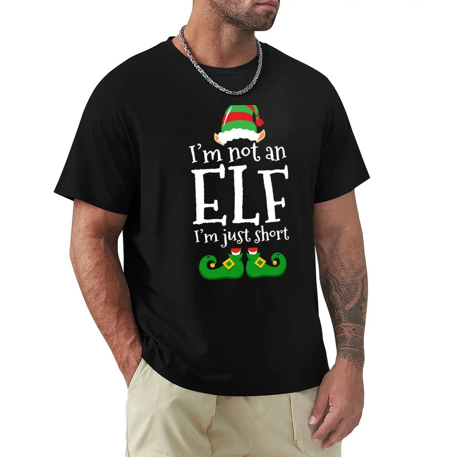 

I'm Not An Elf I Am Just Short Christmas Elf Funny Costume T-Shirt summer tops korean fashion men workout shirt