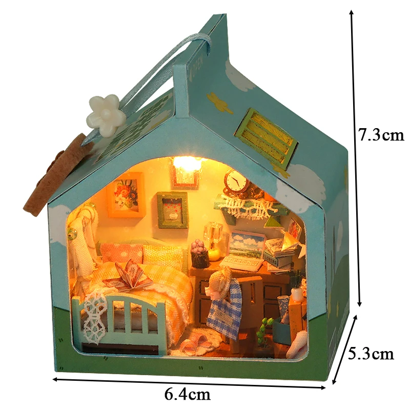 DIY Wooden Mini Cake Bedroom Milk Drink Casa Doll Houses Miniature Building Kits with Furniture Light Dollhouse for Adults Gifts 6