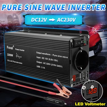Pure Sine Waveอินเวอร์เตอร์DC 12V To AC 220V 230V 1500W/2200W/2600Wแรงดันไฟฟ้าTransfer Converter Universal EUซ็อกเก็ตอุปกรณ์เสริมอัตโนมัติ 1